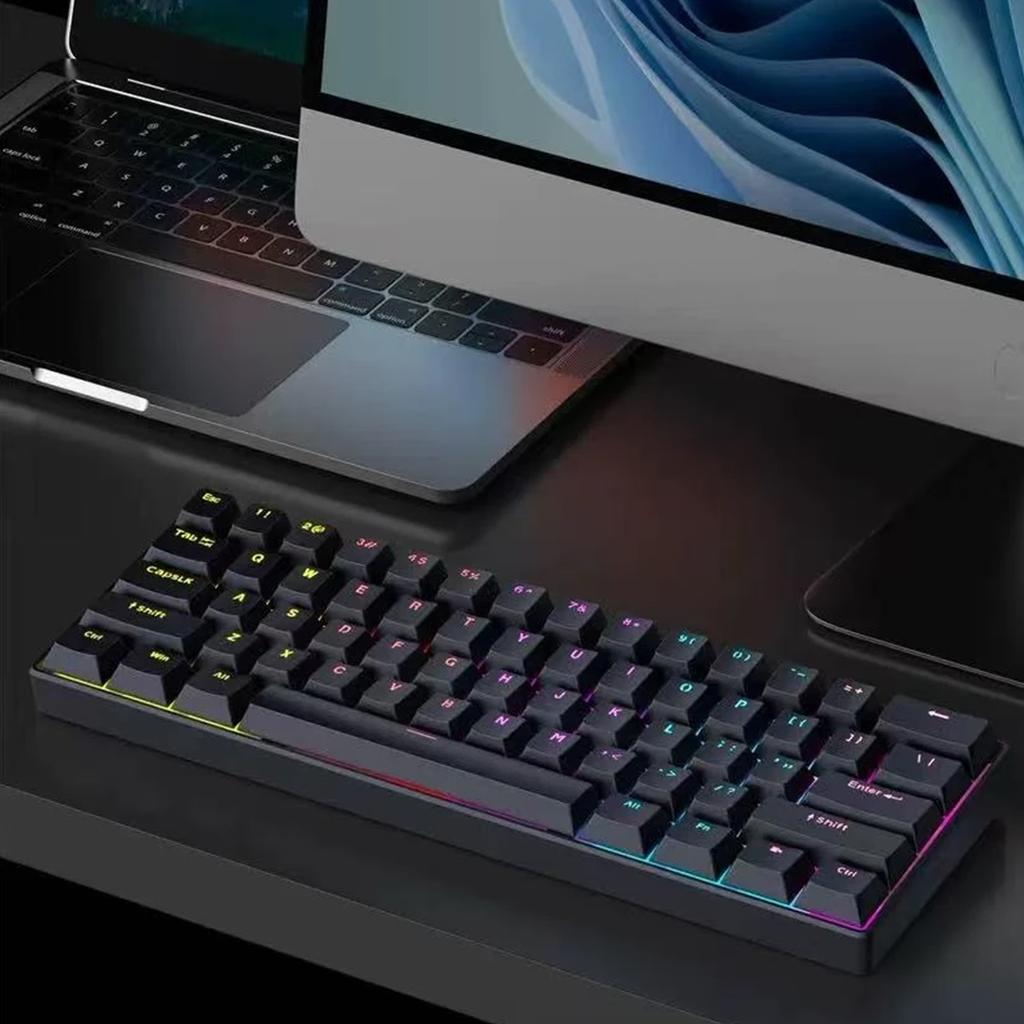 Новая Мини 60% Игровая Клавиатура 2025 года, 61 Клавиша с RGB Подсветкой, Ультра-Компактная Клавиатура, Эргономичная Водонепроницаемая Механическое Ощущение для Офиса
