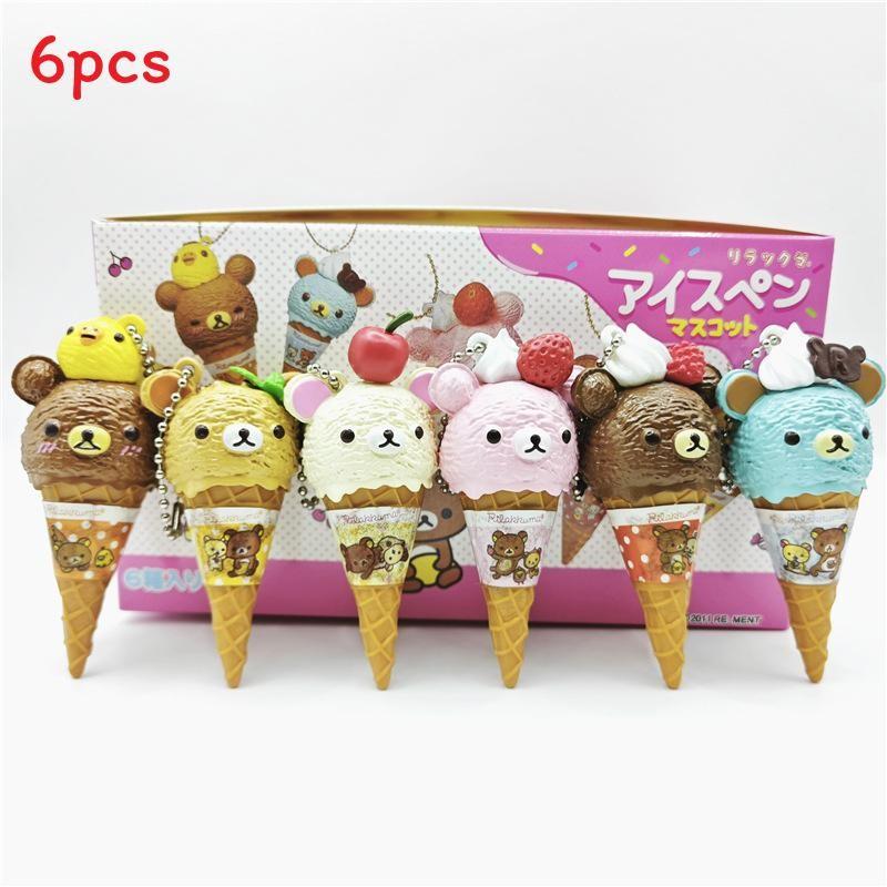 Rilakkuma Мороженое Слепой Куб Шарм ПВХ Мини Фигурки Набор из 6 штук Для Декора Рюкзака Коллекционная Сюрприз Подарок