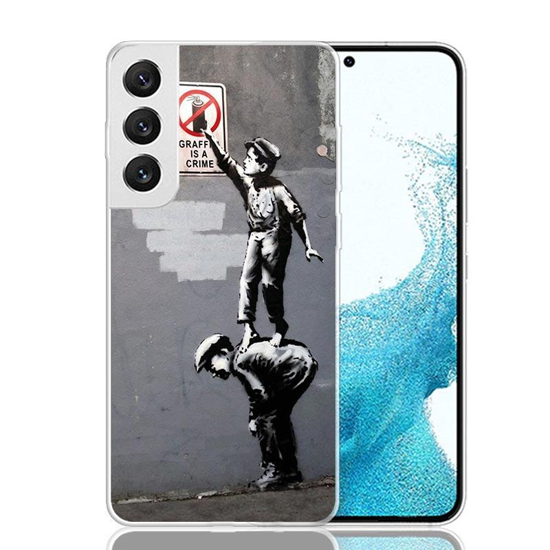Чехол для телефона с граффити Бэнкси в стиле стрит-арта для Samsung Galaxy S25 Edge S24 S23 S22 S21 FE S20 Ultra S10 Plus + Арт Индивидуальный Coque C