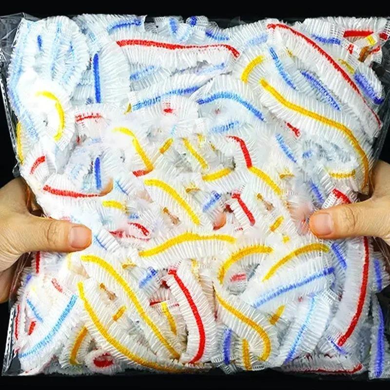 500/100 шт. Разноцветные одноразовые крышки для еды Эластичная пленка-обертка Свежая пленка Пакет Одноразовая пленка Крышка для миски Кухонный пакет для хранения