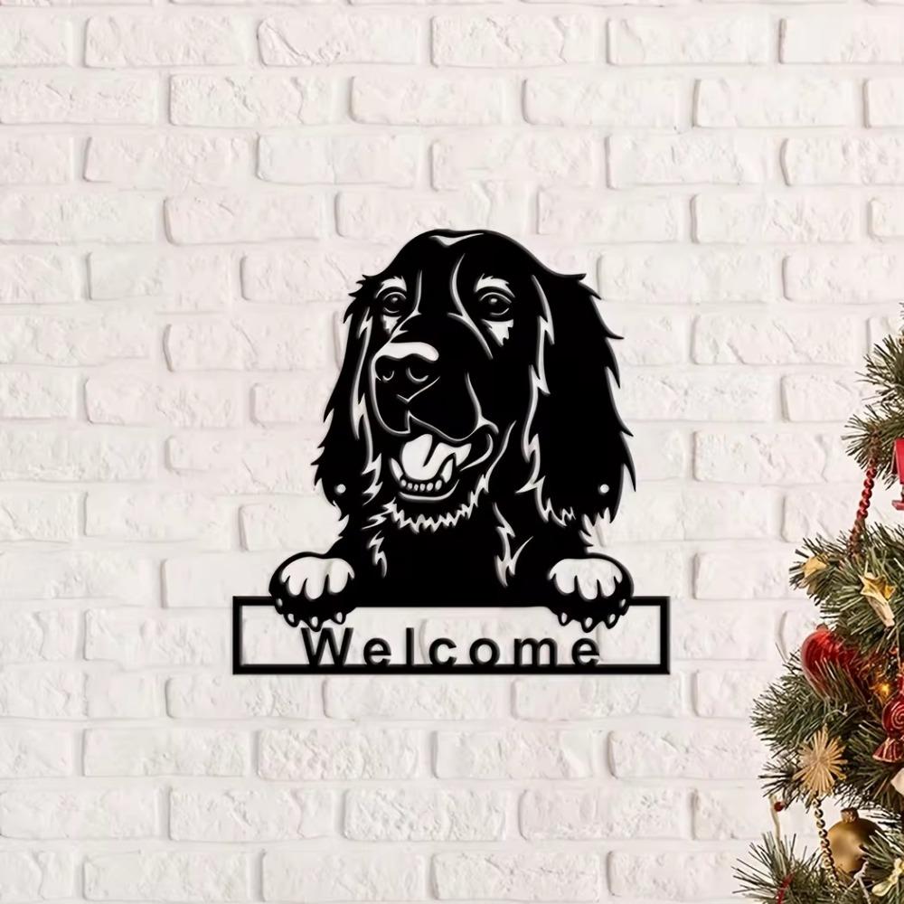 Irish Setter Dog Welcome Wall Sign Metal Art Ornament, Nostalgic Retro Tin Decoration for Coffee, Stylish Wall Sign