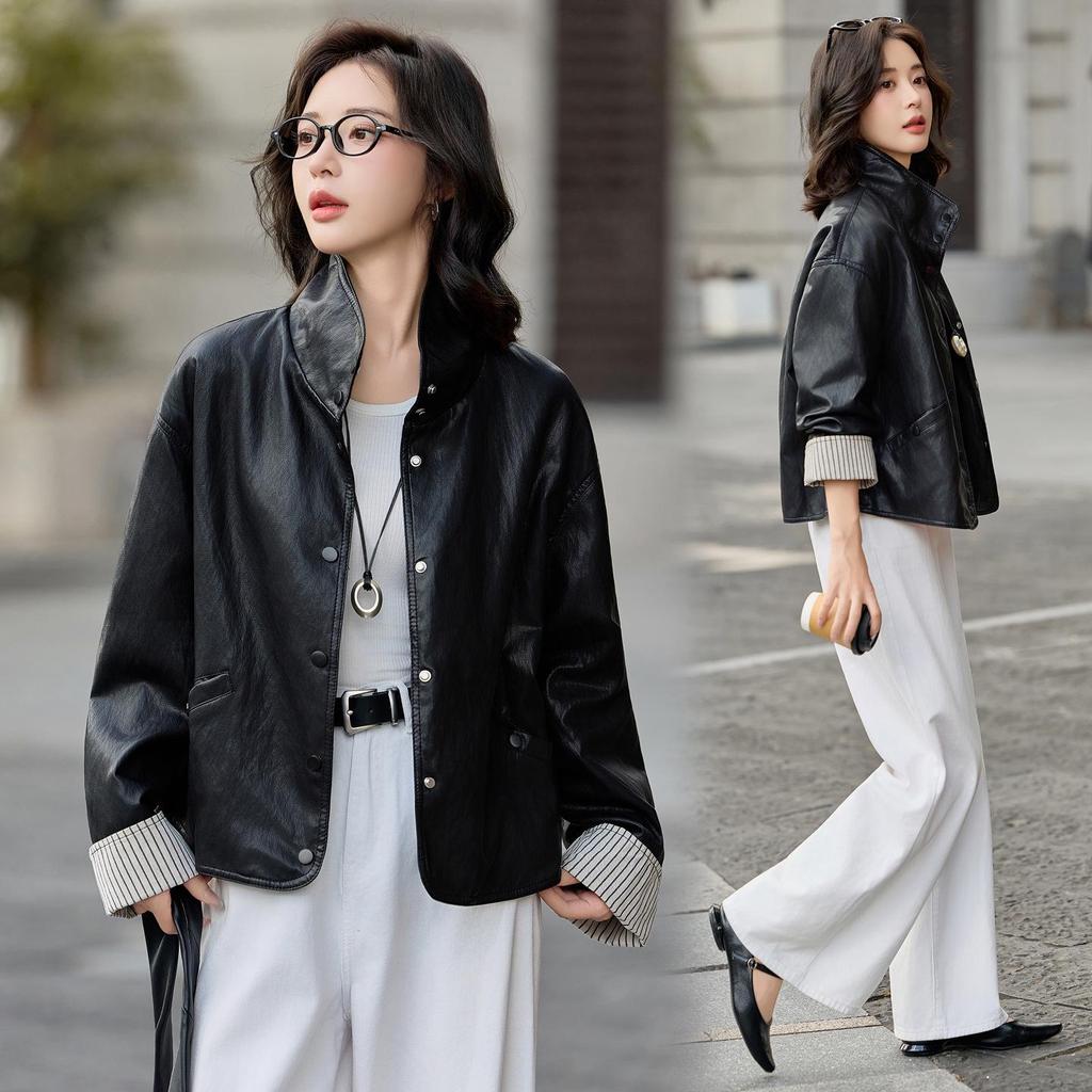 2025 Autumn Women's Petite Motorcycle Leather Jacket - Stylish, Unique, and Chic Short Coat