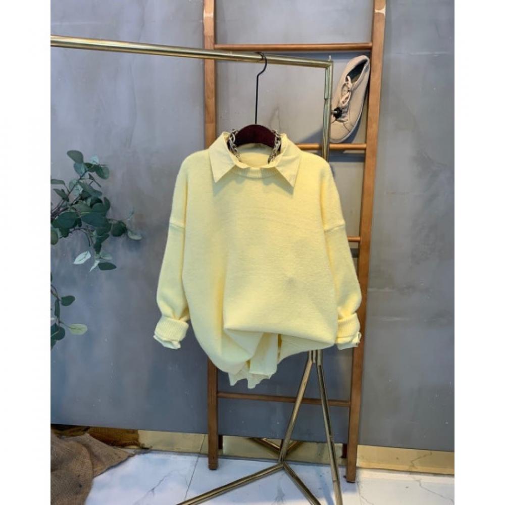C S In The Room Women S baSiC Round neCk Knit aSymmetriCal Shirt Set