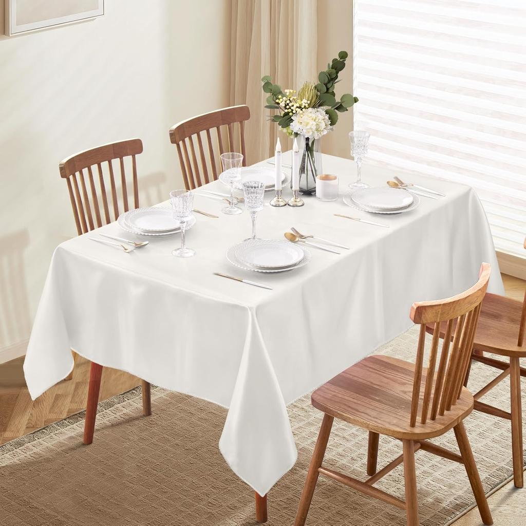 Table Cover Satin Tablecloth Soft Overlay Wedding Satin Large  Bright Smooth Silk Rectangle Christmas Banquet Anniversary Dining Party Table Decor