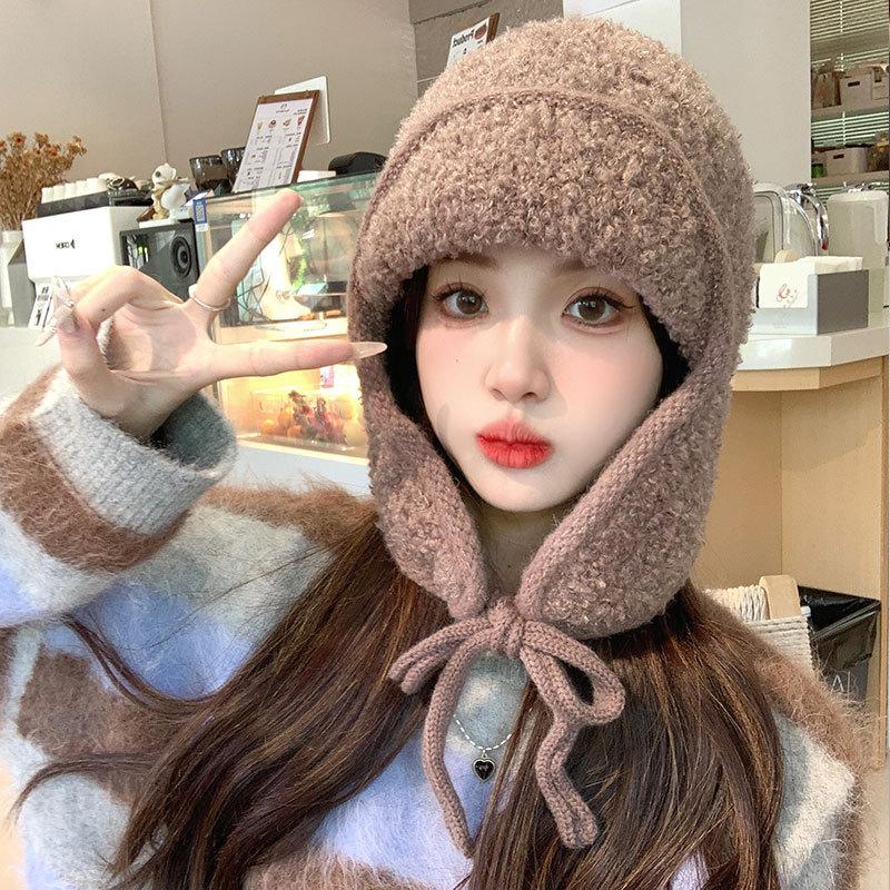 Держите в тепле и холоде детей Осень и зима Утепленная флисовая защита ушей Вязаная шерстяная балаклава