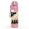 1PC Fluffy White Sheep Farm Print 750ml Color Plastic Sports Water Bottle Leakproof Flip Straw Lid Suitable for Sports Office Home Use
