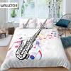 Саксофон Пододеяльник Комплект Вращающиеся Музыкальные Ноты Постельное Белье Музыкальный Инструмент Ретро Джаз Музыка Тема Двойное Одеяло Покрывало Для Детей