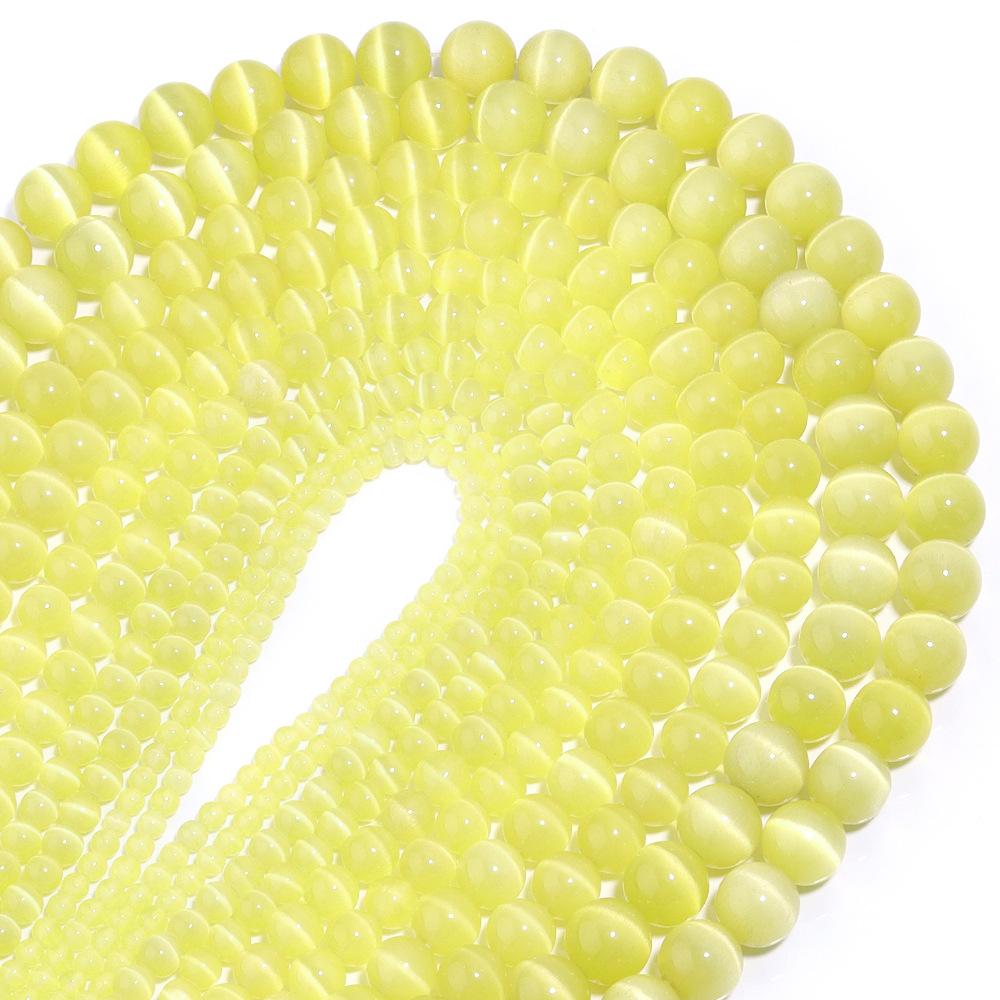 Светло-желтый опал, круглые бусины из камня для изготовления ювелирных изделий, браслет ручной работы, 15 дюймов, нить