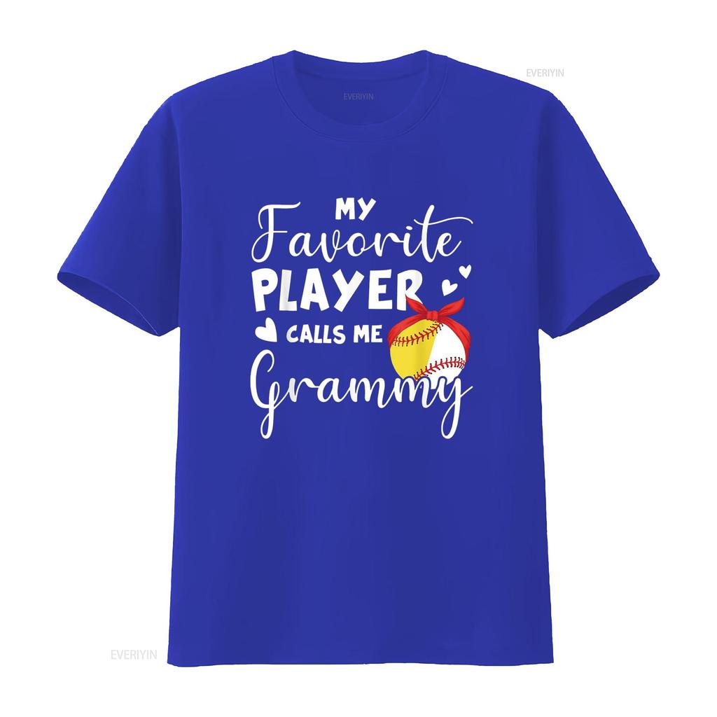 My Favorite Player Calls Me Grammy Softball Baseball T Shirt vintage Washed fashion Stretched streetwear Casual