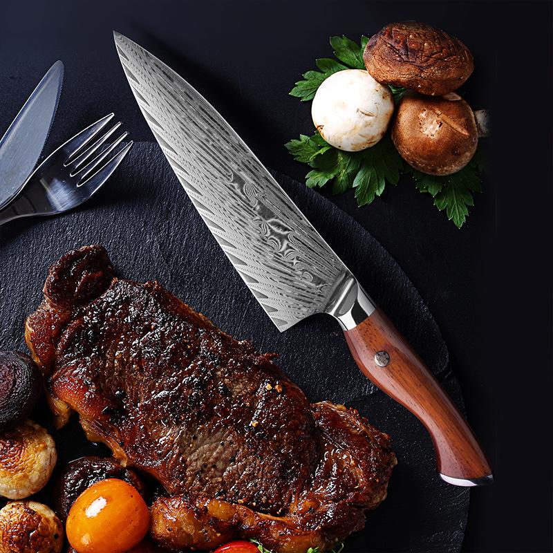 8.3 Inch Chef Knife 107-layers Damascus VG-10 Steel Blade Cleaver Meat Slicing Vegetables Japanese Kitchen Knife Rosewood Handle