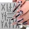 Black Belt 5D Embossed Stickers Gothic Halloween Stiletto Pumpkin Skull Spider Web Zipper Manicure Nail Gel Self Adhesive Decora