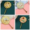 Textured Chinese-style Handheld Mirror Flower Cartoon Makeup Mirror Metal Cosmetic Mirror  Make Up