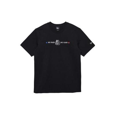 New Era SS22 Футболка-свитшот с принтом букв, круглый вырез, унисекс, черная 13274217