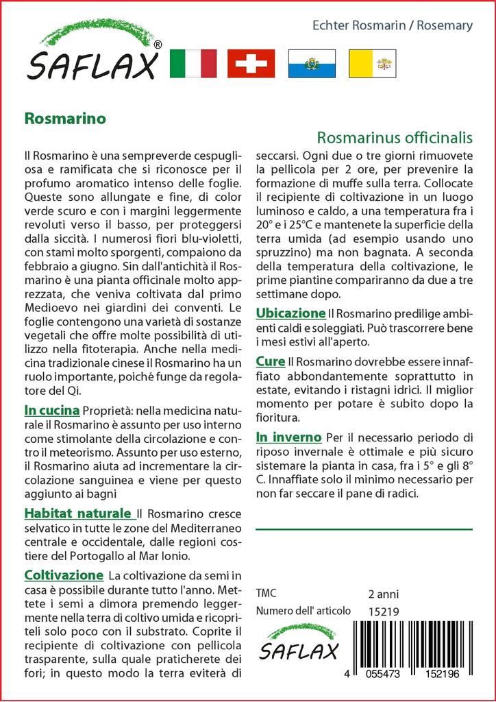 SAFLAX Garden in the Bag - Розмарин - 100 семян - С субстратом в подходящем пакете-стойке - Rosmarinus officinalis
