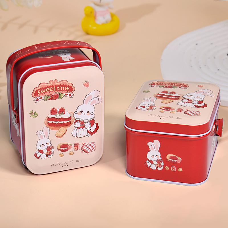 Жестяная коробка для конфет, детские подарки, маленькая жестяная коробка, коробка для печенья, портативная подарочная коробка с кроликом для украшения на день рождения, свадьбу, вечеринку