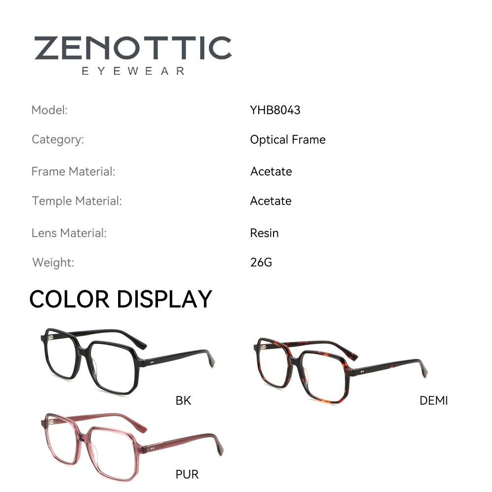 ZENOTTIC (L Size) Fashion Square Prescription Glasses Woman Optical Eyeglasses for Handmade Acetate Anti Blue Light Photochromic