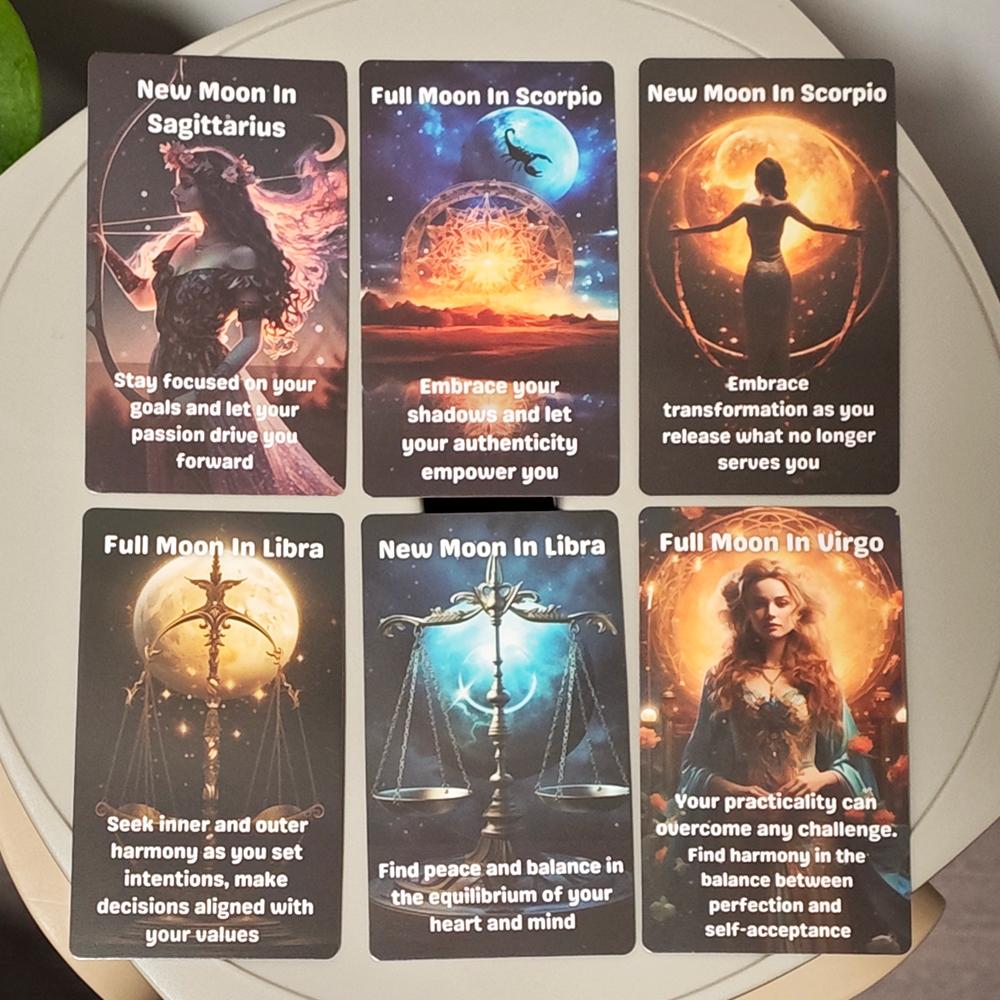 10.3*6cm Moonology Wisdom Oracle | Lunar Energy Deck for Love and Inspiration | Spiritual Healing Moon Messages 39 Pcs Cards