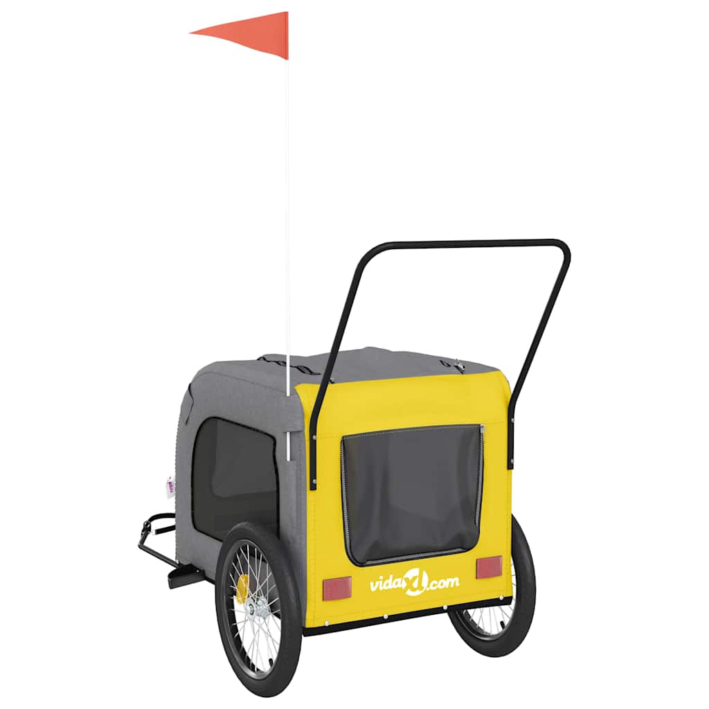 Bicycle Trailer for Dogs Yellow and Gray Oxford Fabric and Iron