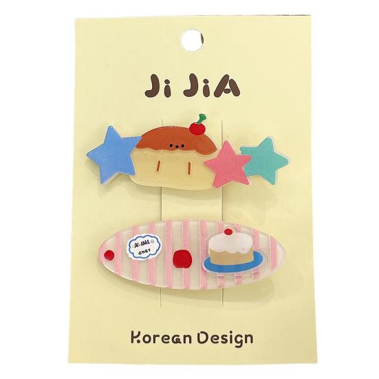 2/3Pcs Girl Hairpins Cats Puppies Rabbits Bread Pattern Hair Clips Smooth Edges Side Bang Hair Pins Hair