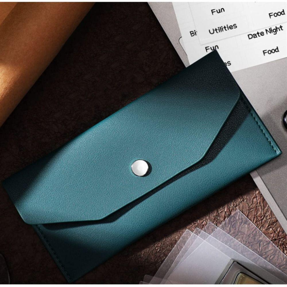 Ultra-thin Cash Envelope Wallet Wear-resistant PU Leather Money Binder Organizer Waterproof Money Pouch Holder Male Female