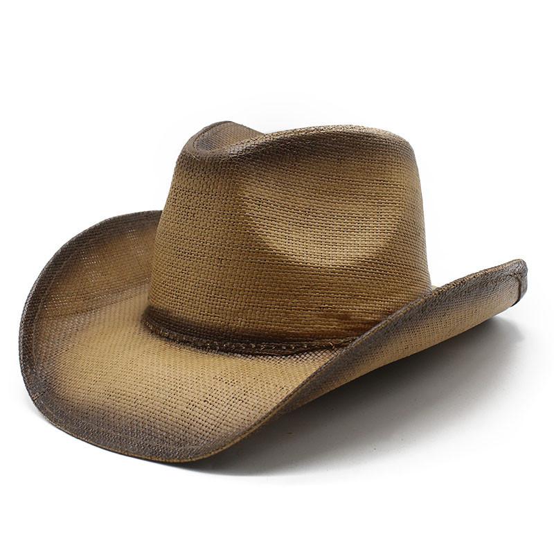 Spray Painted Cowboy Straw Hat Personalized Features Hard Top Hat Handmade Western Cowboy Hat Ethnic Sun Hat