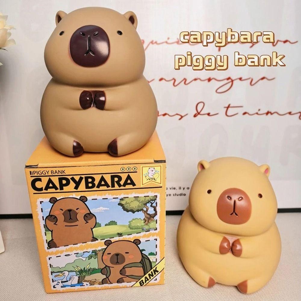 Милая мультяшная виниловая копилка-капибара для украшения спальни, в форме животного, для дома, детская копилка для денег, детская жестяная банка для монет-капибара