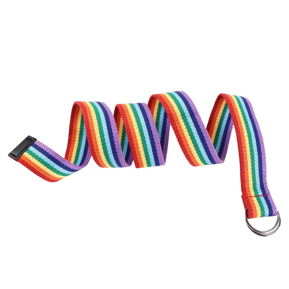 D-shaped Buckle Men Belt Nylon Canvas Waist Belt Trendy Rainbow Canvas Belt  For Jeans