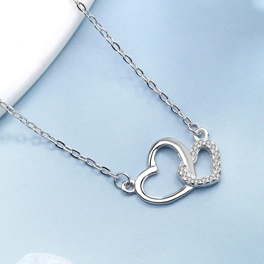 Новое женское ожерелье из стерлингового серебра 925 пробы с подвеской в форме сердца, модное красивое микрокольцо с цирконием, цепочка для ключицы, ювелирное изделие в подарок