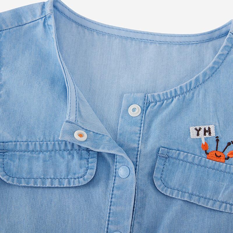 YEEHOO Baby Boys' Summer Denim Sleeveless Romper