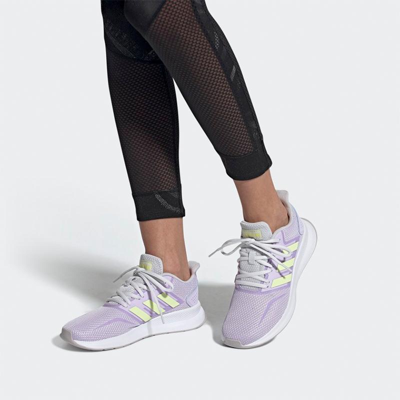 adidas Neo Runfalcon Винтажная сетка Нескользящие Низкие Повседневные Беговые Кроссовки Женские Светло-фиолетовый Желтый EG8632