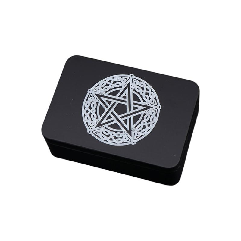 Коробка для игровых карт Шкатулка с астрологическими безделушками Металлический футляр для хранения карт Контейнер для гадания, для ведьм
