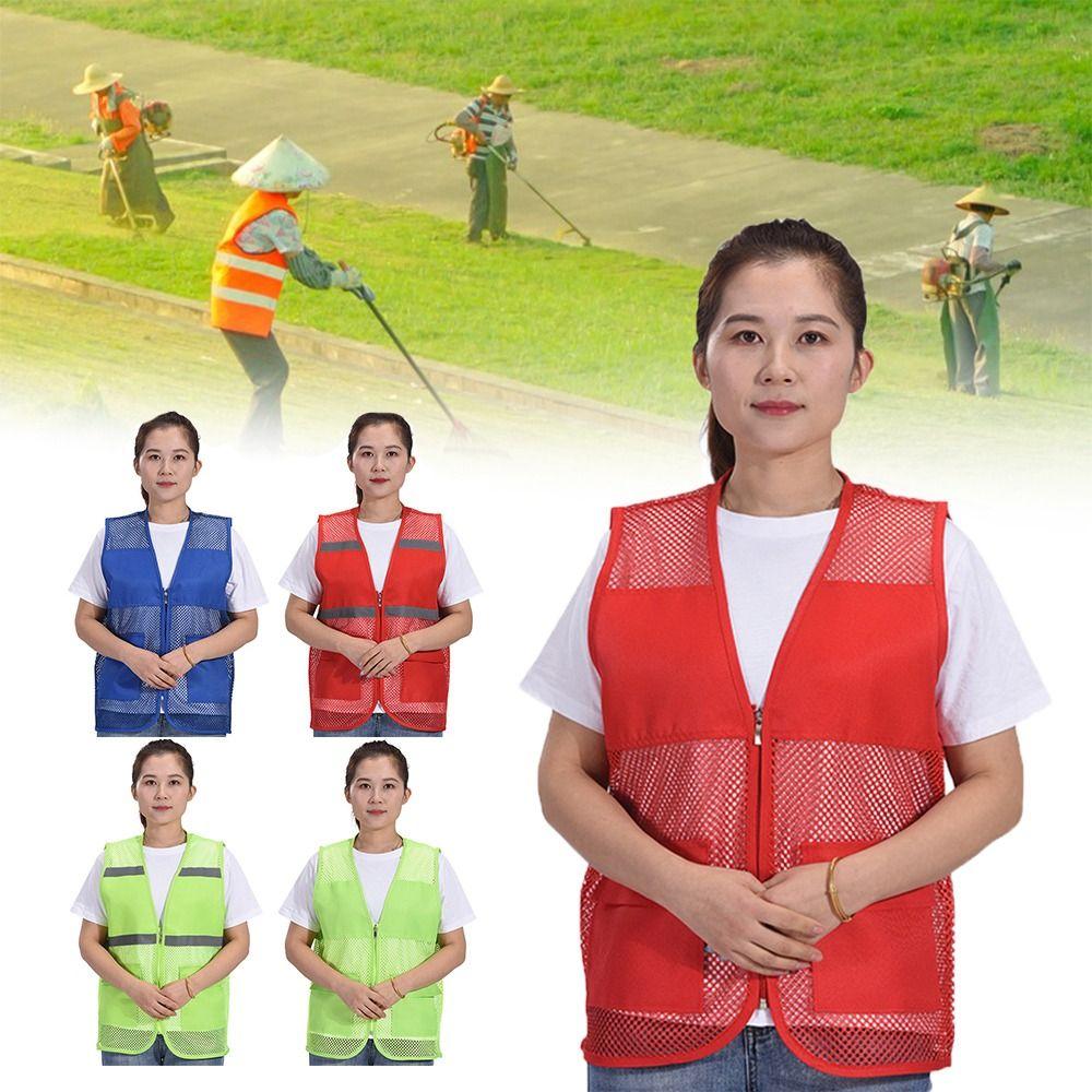 Mesh Safety Vest Sleeveless Style See-through Vest Men Women V-neck Vest  Summer Season