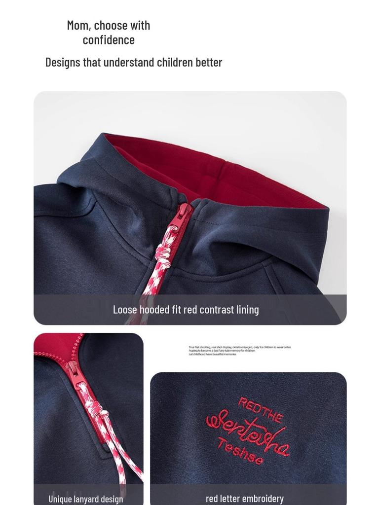 Boys' 2025 Autumn Korean Style Loose Hooded Sweatshirt