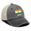 India Flag Print Adjustable Baseball Cap, Patriotic Woman's Cap Fit Sun Protection Polyester Retro Snapback Mesh Cap