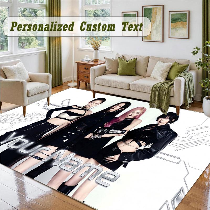 Crystal Velvet Square Rug Custom Nameaespa Pattern Non Slip Home Floor Decor Rug
