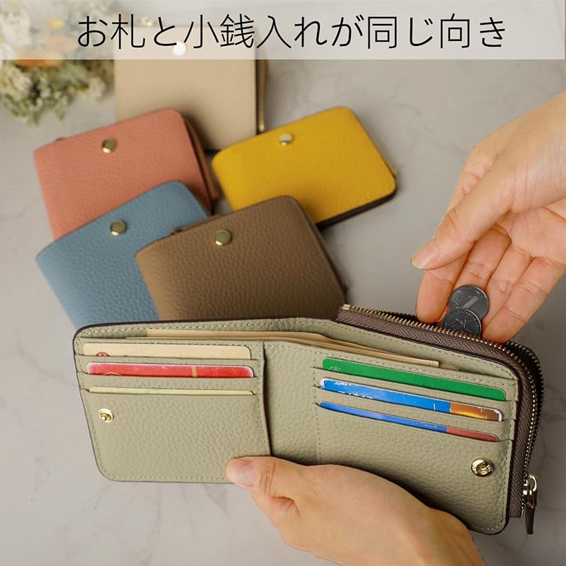 [MR FONE] wallet ladies mini wallet genuine leather bifold wallet compact wallet With coin purse small wallet RFID Skimming prevention thin Thin