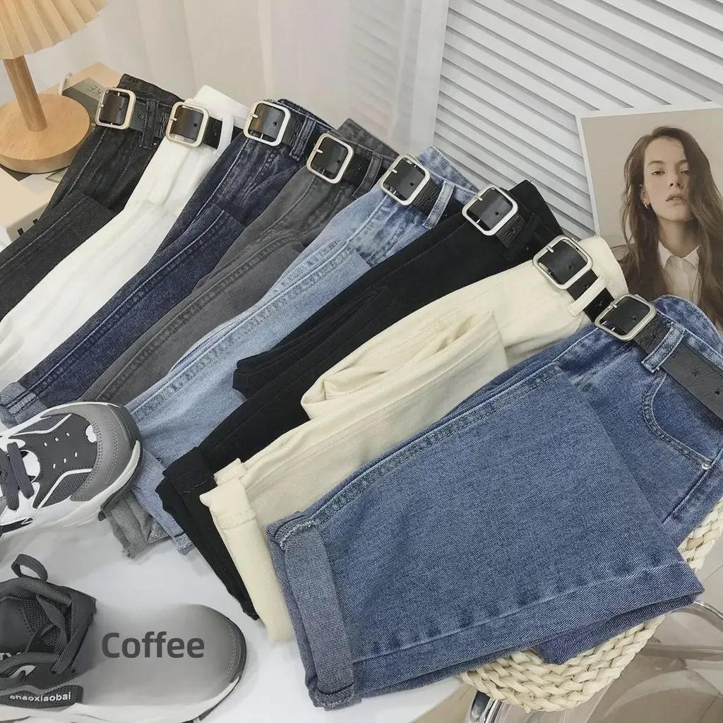 Женские джинсы с высокой талией в стиле ретро — осень 2021 г., корейский стиль, свободный облегающий крой, брюки-шаровары цвета моркови с девятью точками