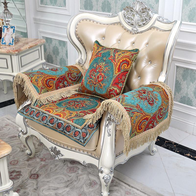 American Style Sofa Cover Anti Slip High-end Chenille Fabric All Season Universal Sofa Cushion Home Decor Sofa Protective Cover