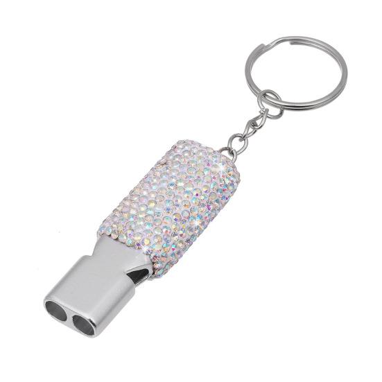 Свисток из металла и страз, с брелком для ключей, блестящий свисток с громким четким звуком для судей, тренеров, спасателей, чрезвычайных ситуаций