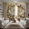 2-piece HD Digital Yellow Tie Rose Garland Swan Curtain Home Decoration Style Decorate Living Room Bedroom Wear Rod Curtain Effe