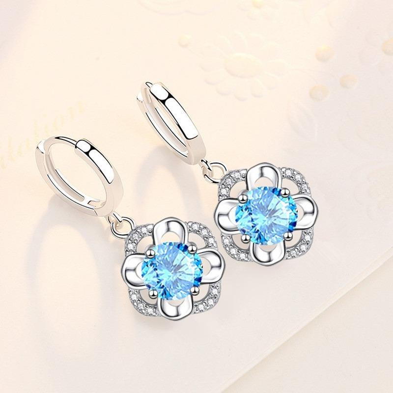 Серьги из стерлингового серебра 925 пробы, новые женские модные украшения, высокое качество, серьги с синим кристаллом и цирконием, хит продаж, серьги