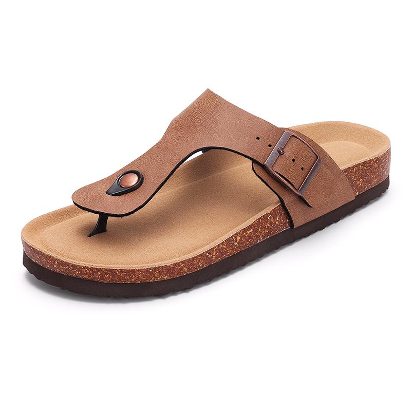 Fashion Comwarm Summer Women's Flat Sandals Gradient Cork Slippers Fashion Cork Flip Flops Women Outdoor Beach Shoes With Double Buckle