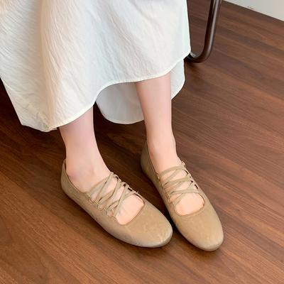 Мода 2025 Осень Новые Балетки с плоской подошвой и перекрещенными эластичными ремешками Мягкая подошва Повседневные Слипоны Балетки Однотонные Балетки для Женщин