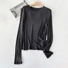 MD Women Clothes Casual Minimalist Style Slim Version Inner Wear Round Neck Bottoming Shirt Finger Hole Long Sleeves Shirt Female 06842574892