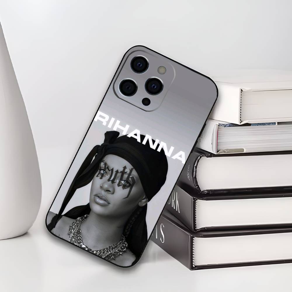 Чехол для телефона певицы R-Rihanna для iPhone 17,16,15,14,13,12,11 Plus,Pro Max,XS, Мягкий силиконовый черный чехол