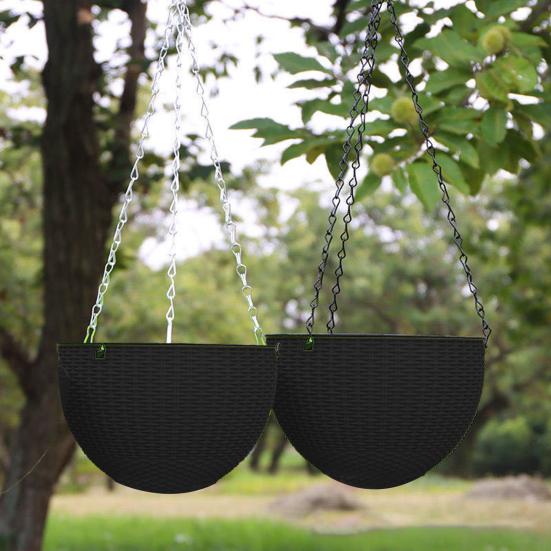 1 Set Flower Pot Quick Drain Handmade Strong Load-bearing Indoor Water Self-absorbing Flower Basket with Hook Home Decor