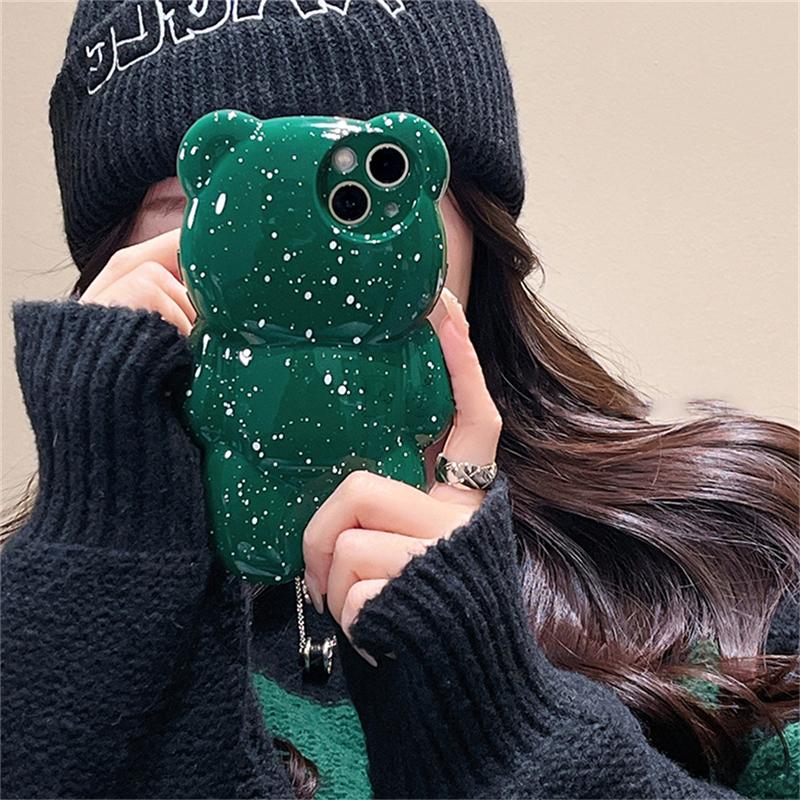 Корейский милый 3d мультяшный медведь, брызгающий чернилами, чехол для телефона для Iphone 14 13 12 11 Pro Max, противоударный мягкий чехол с прекрасным животным