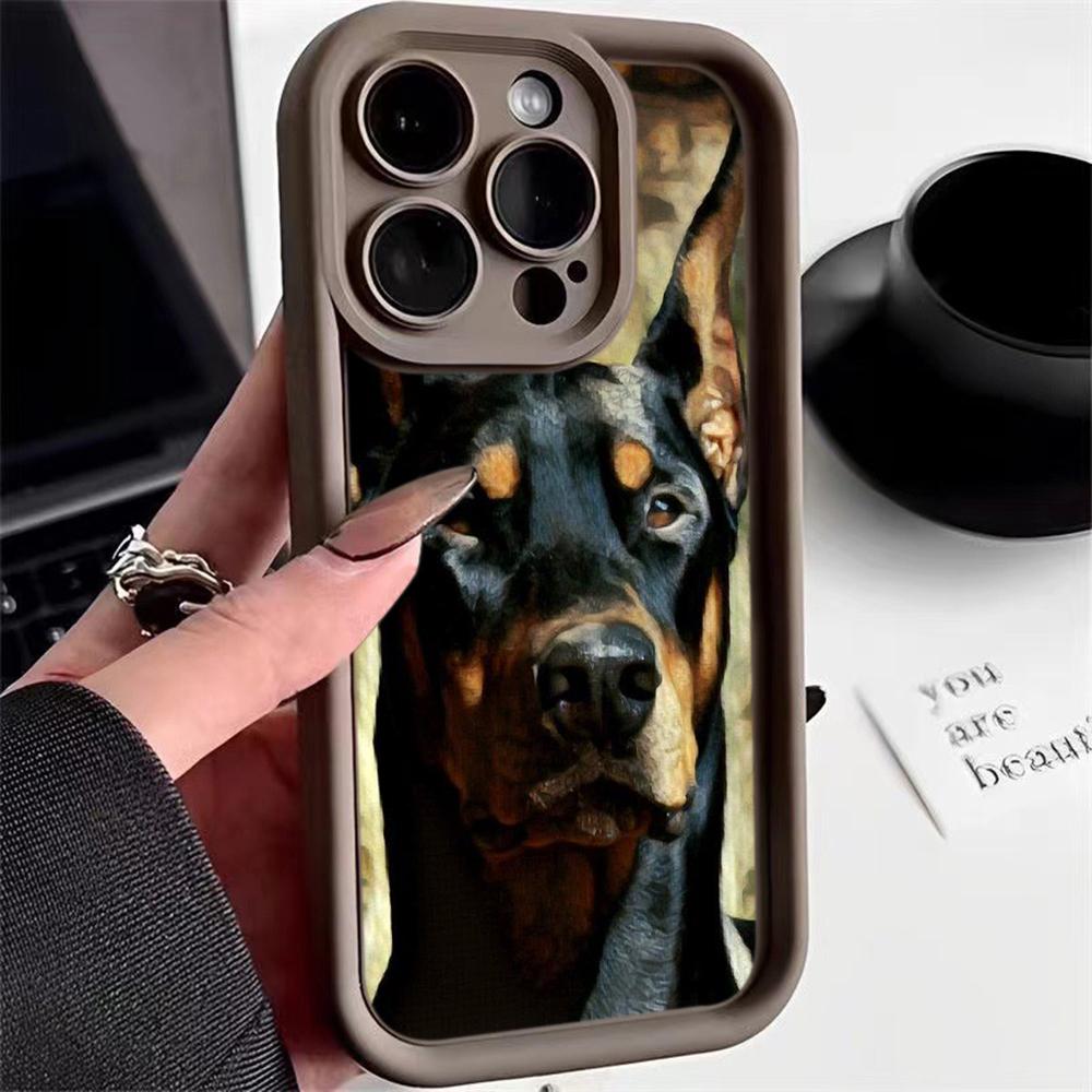 Мягкий чехол из ТПУ с ангельскими глазками для Samsung A10 A30 A50 A13 A23 A53 A14 A24 A34 A54 A15 A25 A35 A55 S20 S23 FE S24 Ultra Ae52 Animal Dog Doberman art