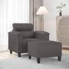 VidaXL Armchair with Footrest Grey 60 Cm Faux Leather, Sofa, Armchair, TV Armchair, Single Sofa, Sofa, Recliner Sofa, 3201239