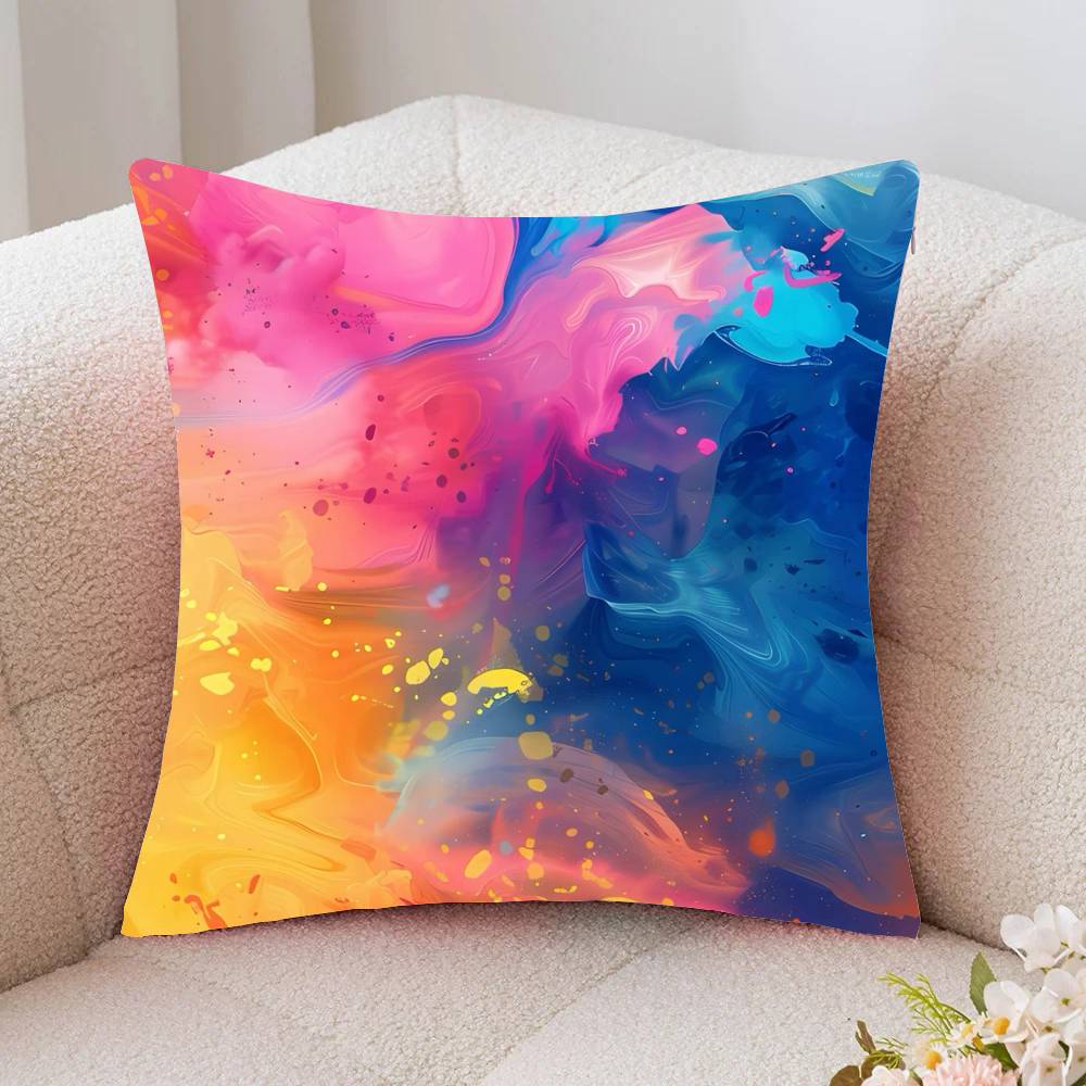 Color Colorful Pillow Case Fashion Square Pillowcase Bedroom Sofa Room Ins Decoration Leisure